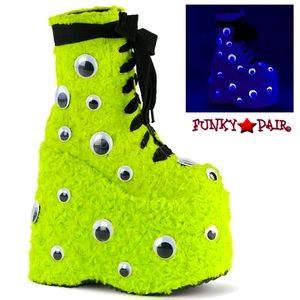 New UV googly eyes Demonia platform boots 7